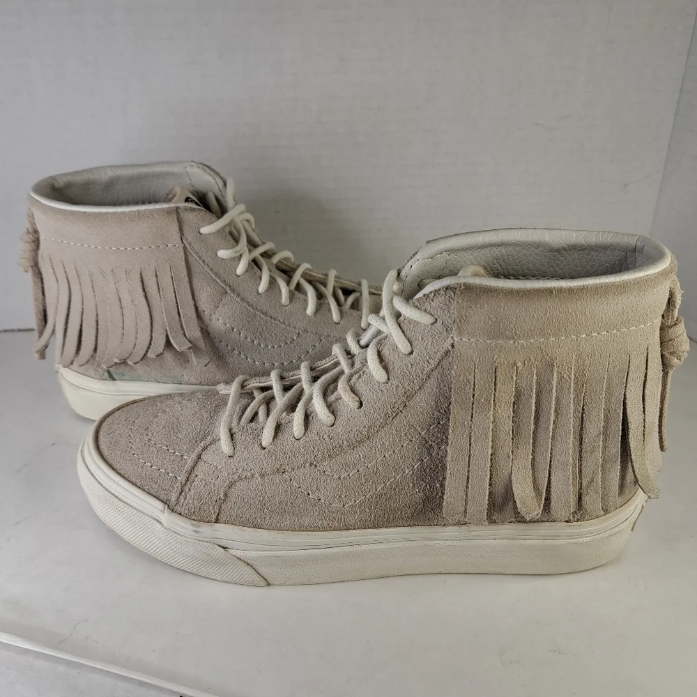 VANS Cream Colored Hi-Top w/Fringe Women's Size 5